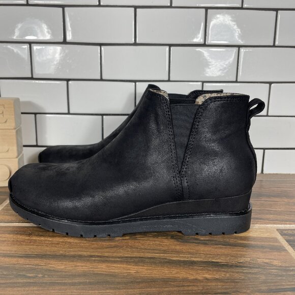 Skechers BOBS Chill Wedge Cruise Altitude Womens 7.5 Shoes Black Pull On Boot - Picture 1 of 14